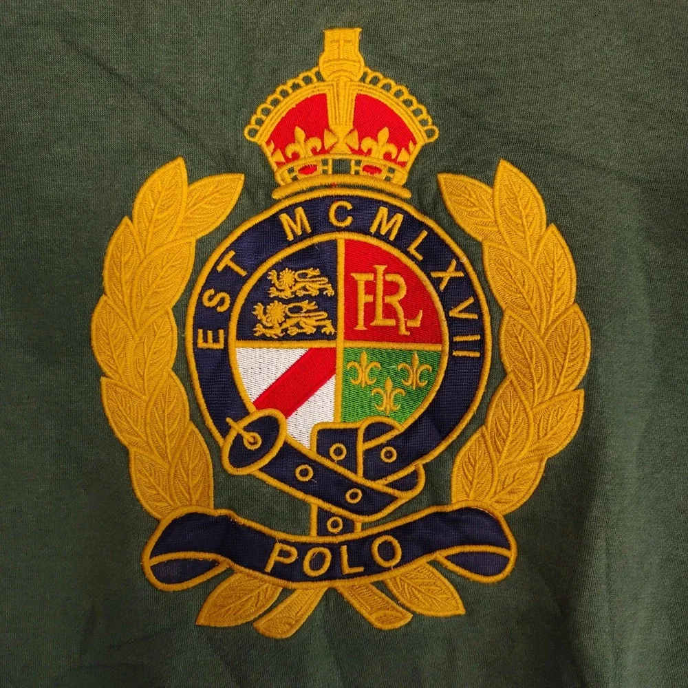 Polo Ralph Lauren Crest Sweatshirt XL Green Custom Fit Embroidered Pullover